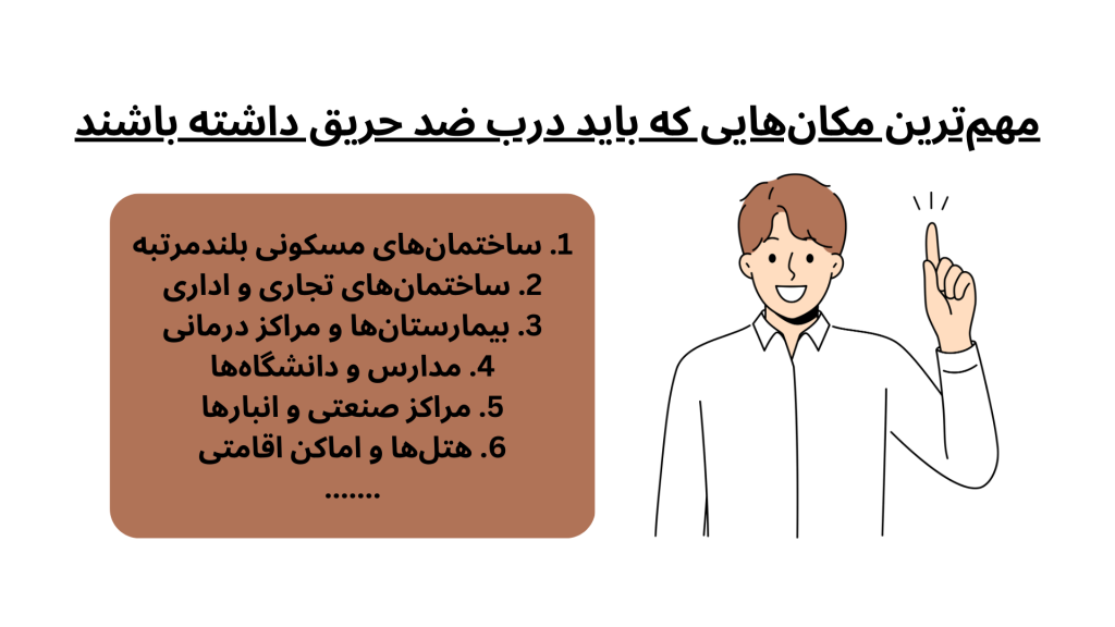 مهمترین مکان هایی که باید درب ضد حریق داشته باشند